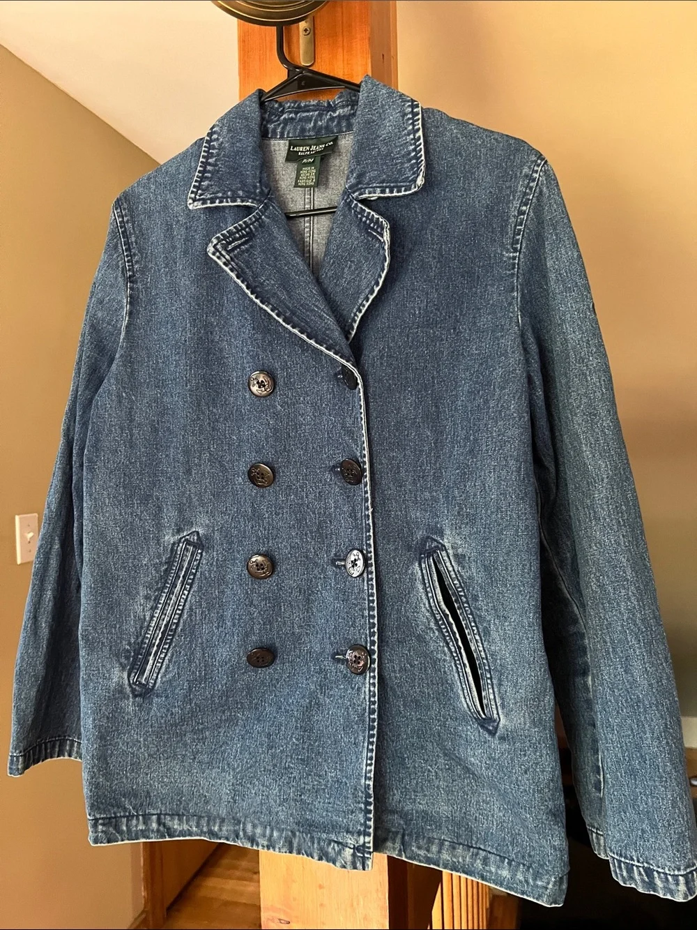 Women’s Lauren Jeans Co. Ralph Lauren jeans denim pea coat petite medium - Picture 2 of 10